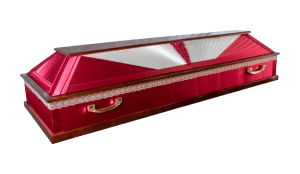 Гроб «ДК бордовый» комбинированный с ручками
