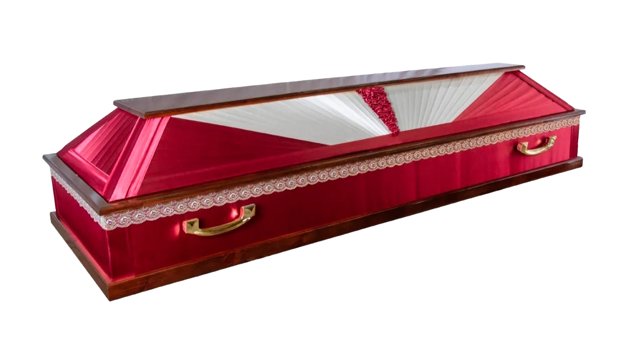 Гроб "ДК бордовый" комбинированный с ручками