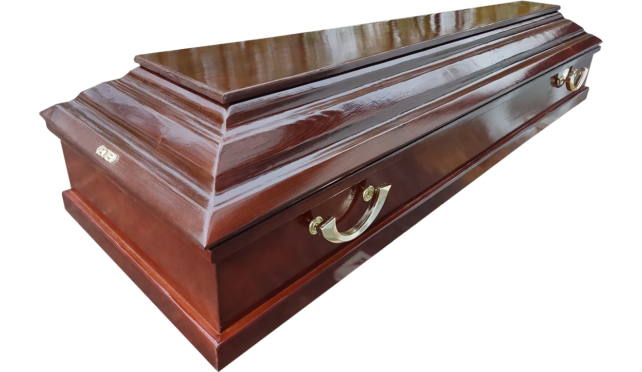 Гроб деревянный лакированный П-7
